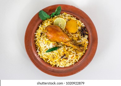 Ramadan Food, Spicy Chicken Biryani In Traditional Soil Bowl.