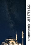 Ramadan or islamic concept. Suleymaniye Mosque and the Milky Way. Laylat al-qadr or kadir gecesi background vertical image.