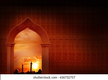 Ramadan Kareem Background With  Mosque Arch.