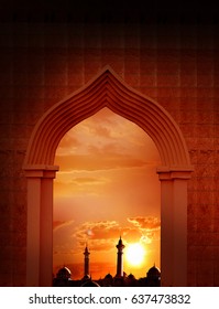 Ramadan Kareem background with  mosque arch.