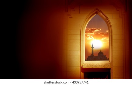 Ramadan Kareem Background.Mosque Window 