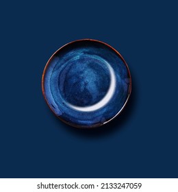 Ramadan kareem, Eid content Visual Designs ceramic dish with moon shade for card, banner, - Shutterstock ID 2133247059