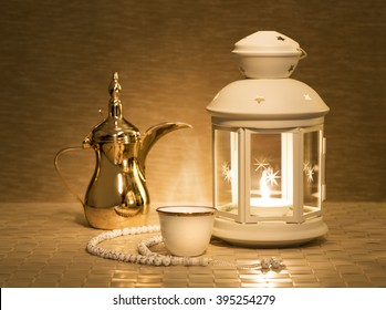 Ramadan Lantern With Arabian Coffee