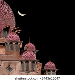  A Ramadan moon and the mosque. Photo of crescent for the occasion of Eid ul fitr. - Powered by Shutterstock