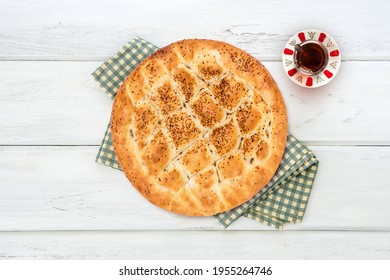 Ramadan Pita And Tea Lying On The Table