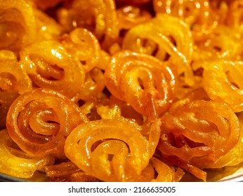 Ramadan Or Ramazan Food Feast Background Or Iftar Party Concept - Yellow Jalebi