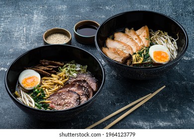 ramen with chicken and pork, SHOYU RAMEN chicken and pork with noodles
