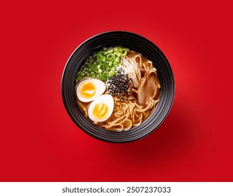 Ramen isolated on red background, food blog - Powered by Shutterstock