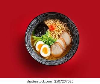 Ramen isolated on red background, food blog - Powered by Shutterstock