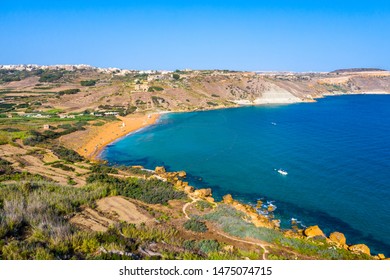 Ramla Bay Beach On Gozo Island. Malta