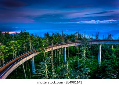 The Ramp To The Observation Tower On Clingman's Dome At Night, At Great Smoky Mountains National Park, Tennessee.