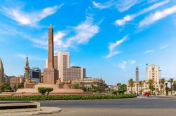 Ramses II Obelisk, Tahrir Square, Tv Tower And Other Buildings Of Cairo, Egypt.