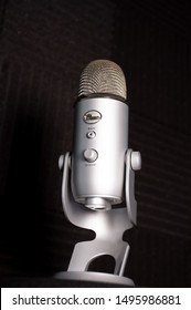 Ramsey, New Jersey / United States Of America - September 3 2019: Blue Yeti Microphone With Windscreen