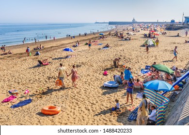 Ramsgate, UK - Aug 26 2019.  Glorious Weather For The Bank Holiday Weekend As Tourists And Locals Enjoy The Beach On Ramsgate Main Sands.