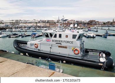 Ramsgate, UK - June 7 2020 A British Border Force Control Vessel Called Speedwell In Ramgate Royal Harbour.