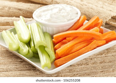 Ranch Dressing With Fresh Carrots And Celery