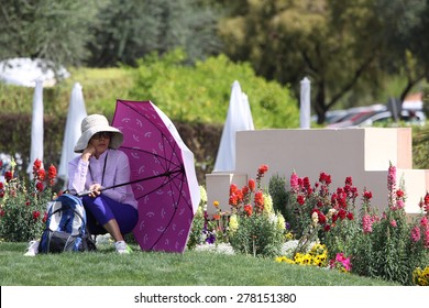 RANCHO MIRAGE, CALIFORNIA - APRIL 01, 2015 : Spectators At The ANA Inspiration Golf Tournament On LPGA Tour, April 01, 2015 At The Mission Hills Country Club, Rancho Mirage, CA