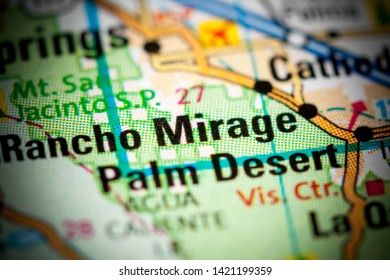 Rancho Mirage. California. USA On A Map