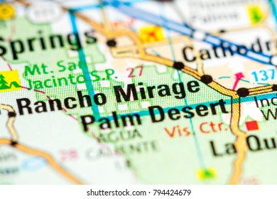 Rancho Mirage. California. USA On A Map