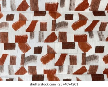 Random abstract modern geometrical pattern in red, brick, brown, and dark brown color. Printed on a white background. Simple geometrical contemporary seamless background texture. - Powered by Shutterstock - Get 15% off with code: PIKWIZARD15