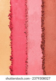 Range of eyeshadow texture composition. Full frame. Cosmetic product swatch sample