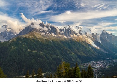 Range Of Mont Blanc Above Chamonix Town