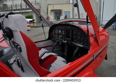 Range Of Ultralight Aircraft For Hobby Flying At Reggio Emilia Airport In Italy On 10 October 2015