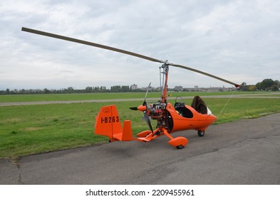 Range Of Ultralight Aircraft For Hobby Flying At Reggio Emilia Airport In Italy On 10 October 2015