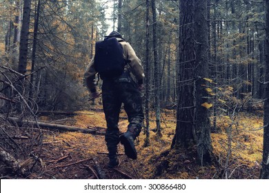 Ranger In Autumn Forest Forester Guide