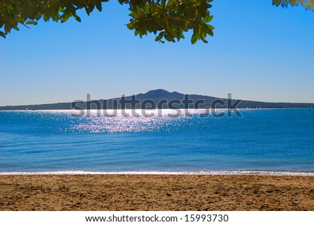 Rangitoto Island with view from the Mission Bay, Auckland, New Zealand