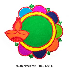 Rangoli Design is an art form made during using powder colours during Diwali, Onam, Pongal, Hindu festivals in India - Powered by Shutterstock