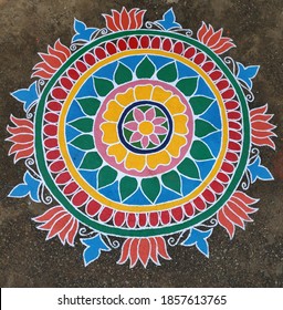 Rangoli Made Front Main Door During Stock Photo 1857613765 | Shutterstock