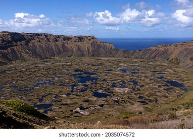 Rano Kau, the largest volcano on Easter Island (Isla de Pascua - Rapa Nui), Chile - Shutterstock ID 2035074572
