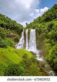 Ranpat Waterfall Seen From Train On Konkan Railway.