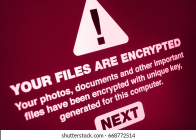 Ransomware - Close up of Your Files Are Encrypted on the Screen