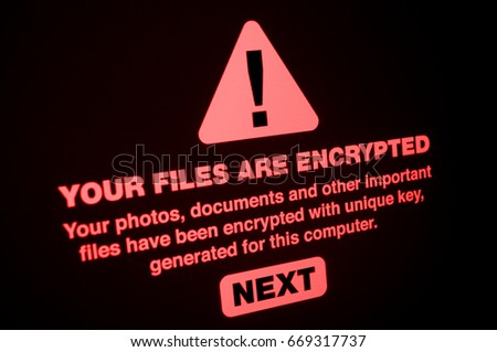 Ransomware - Close up of Your Files Are Encrypted on the Screen
