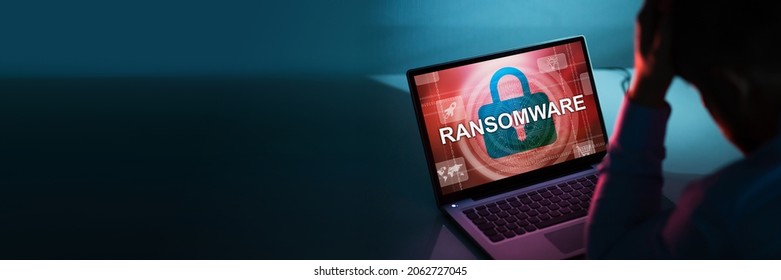 Ransomware Extortion Attack. Hacked Laptop Password. Cyber Security
