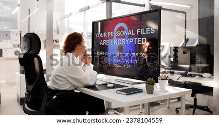 Ransomware Malware Attack. Business Computer Hacked. Security Breach