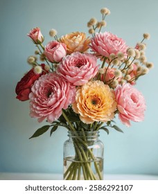 ranunculus bouquet, spring, photo, women's day, mother's day, date, flowers, march 8, purple, pink