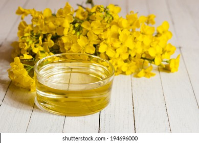 Rapeseed Oil With Rape Flowers