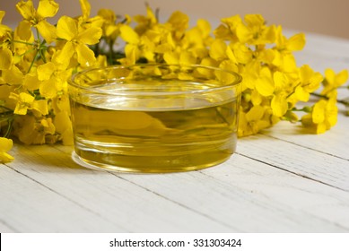 Rapeseed Oil With Rape Flowers