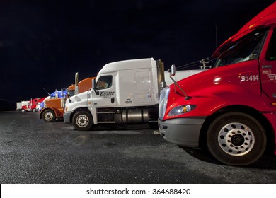 RAPHINE, VIRGINIA, USA - DECEMBER 21, 2015: Trucks parked at White's Travel Center in Raphine, Virginia on December 21, 2015.