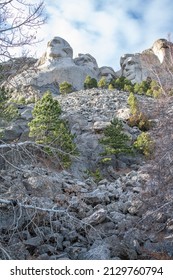 Rapid City, South Dakota: November 25, 2021:  Mount Rushmore National Memorial. About Two Million People Visit Mount Rushmore Per Year.