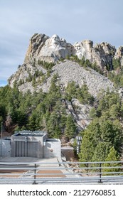 Rapid City, South Dakota: November 25, 2021:  Mount Rushmore National Memorial. About Two Million People Visit Mount Rushmore Per Year.