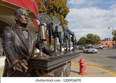 RAPID CITY, SOUTH DAKOTA, September 11, 2018 : The City Of Presidents Is A Series Of Life-size Bronze Statues Of Past Presidents Along Rapid City Streets.