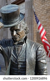 RAPID CITY, SOUTH DAKOTA, September 11, 2018 : The City Of Presidents Is A Series Of Life-size Bronze Statues Of Past Presidents Along Rapid City Streets.