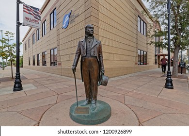 RAPID CITY, SOUTH DAKOTA, September 11, 2018 : The City Of Presidents Is A Series Of Life-size Bronze Statues Of Past Presidents Along Rapid City Streets.