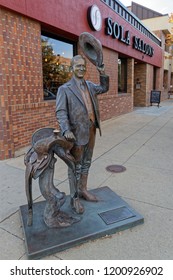 RAPID CITY, SOUTH DAKOTA, September 11, 2018 : The City Of Presidents Is A Series Of Life-size Bronze Statues Of Past Presidents Along Rapid City Streets.