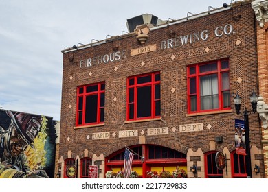 Rapid City, South Dakota, USA - Oct. 2, 2022:  Firehouse Brewing Co. In The Old Firehouse In Downtown Rapid City