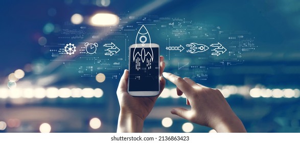 Rapid Growth Concept With Person Using A Smartphone